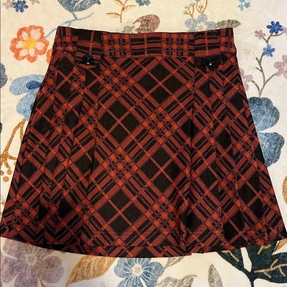 Orange and Black Plaid Skirt - Picture 1 of 4